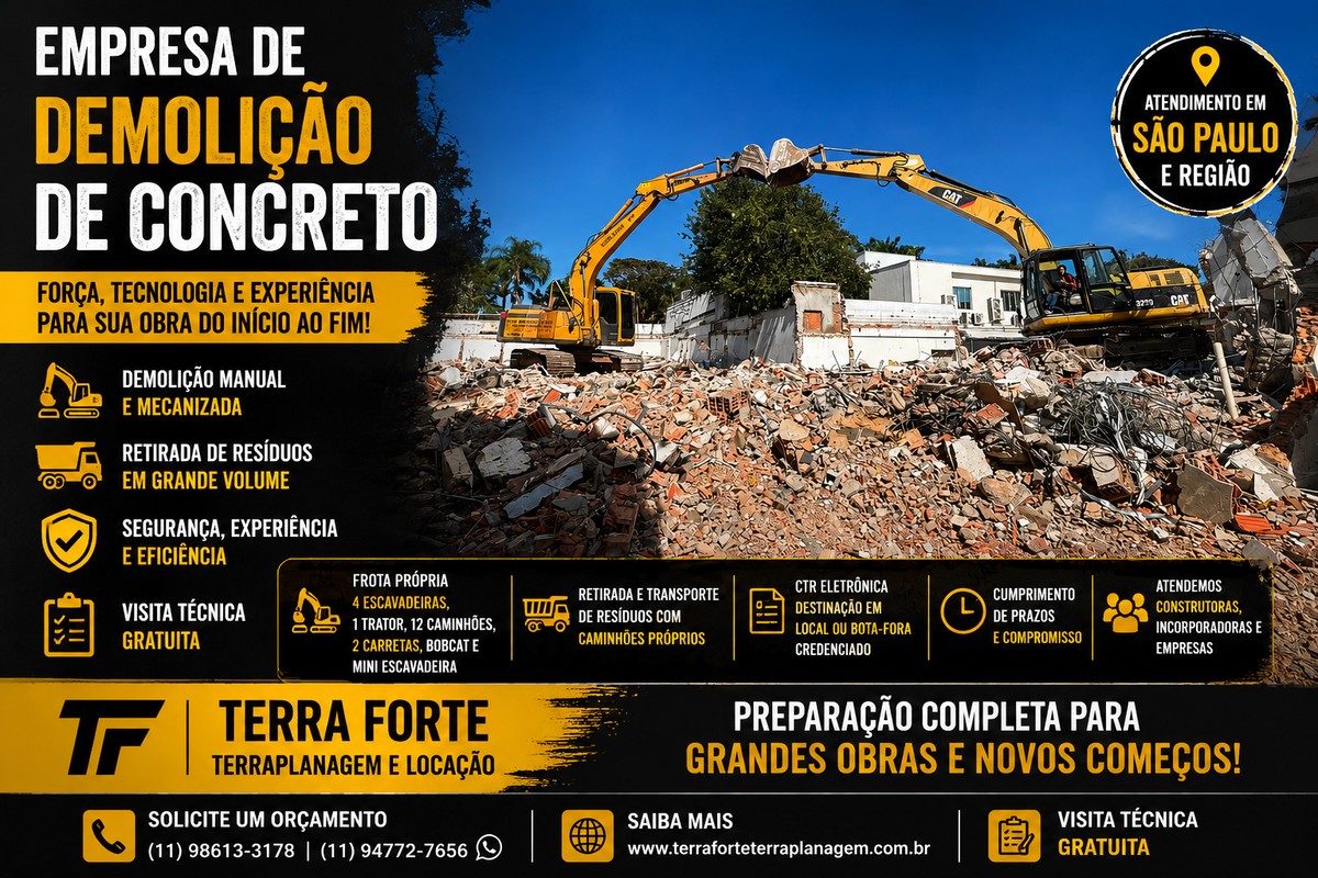  Empresa de Demolição de Concreto em São Paulo | Terra Forte